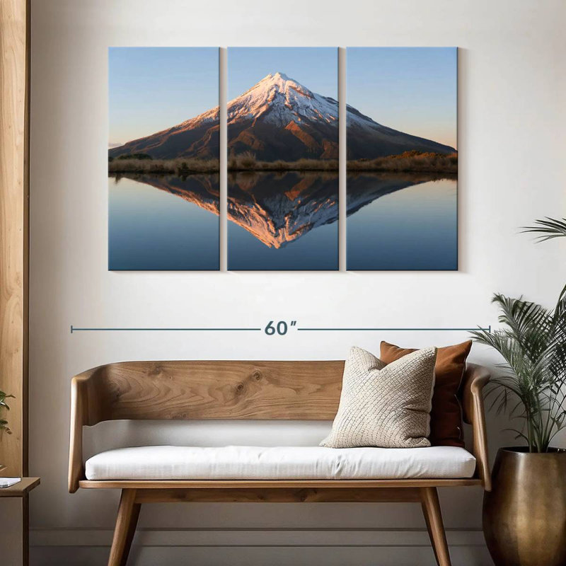 Coucher de soleil sur la montagne Alvord Taranaki, H 32 po x l 50 po