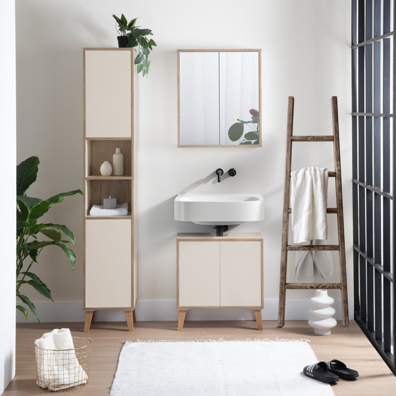 Tiburon 60cm Bathroom Vanity Base Only, Cream coloured