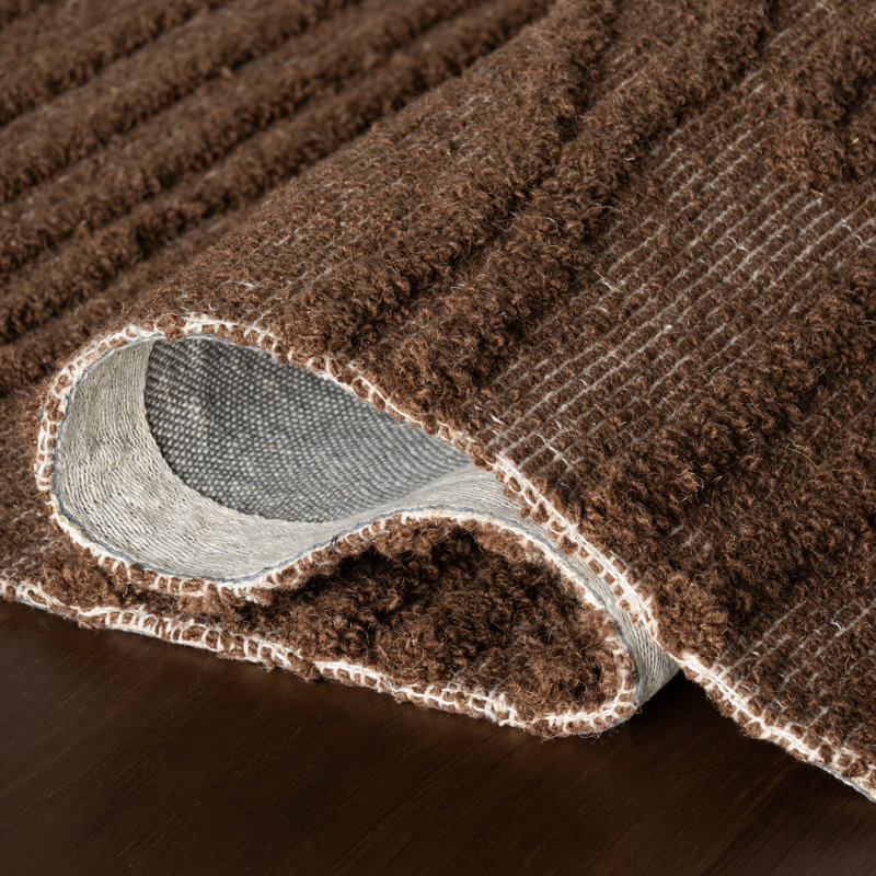 Cyrene Abstract Bohemian Wool Area Rug, Rectangle 6' x 9', Brown