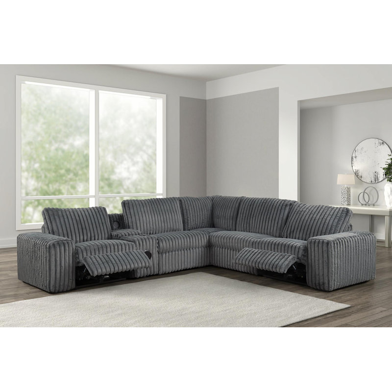 Amelya Charcoal Power Reclining Sectional, Charcoal