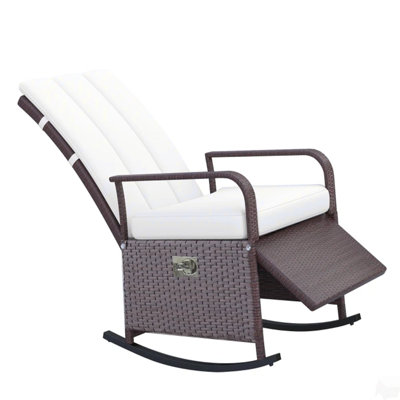 Fauteuil inclinable et berçant en rotin d'extérieur