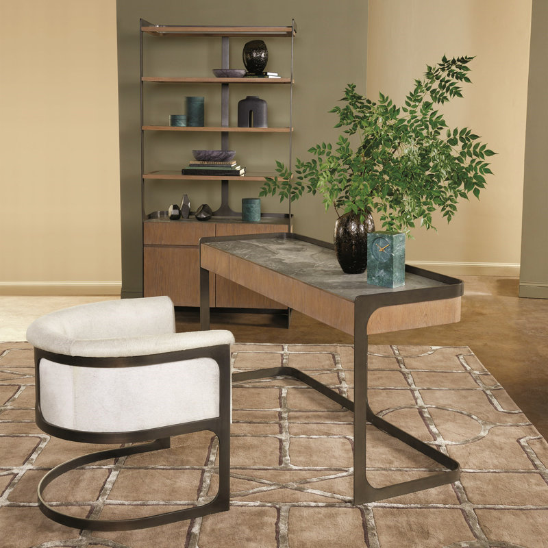 Wool Geometric Area Rug in Brown, Rectangle 9' x 12'