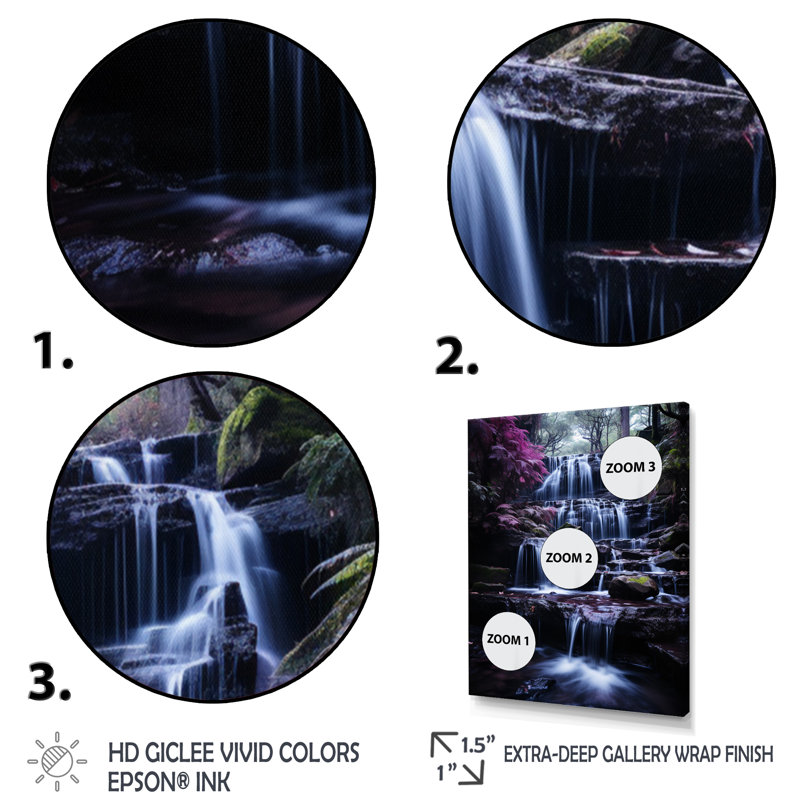 Chute d'eau majestueuse, Cadre simple noir, H 32 po x l 16 po x P 1 po