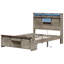 Cadre de lit double de style ferme avec porte coulissante de style grange, cadre de lit plateforme avec rangement, tête de lit avec rangement et éclairage DEL-1115433644-1115433681