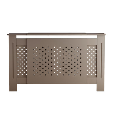 MDF Radiator Cover, Adjustable‑Width Decorative Perforated Panel Heater Cabinet with Multi‑Functional Top Display Shelf, Easy Assembly Indoor Heating Enclosure