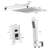 Bathroom Luxury Rain Mixer Combo Set Wall Mounted Rainfall Shower Head System Polished Chrome, (Contain Faucet Rough-In Valve Body And Trim)
