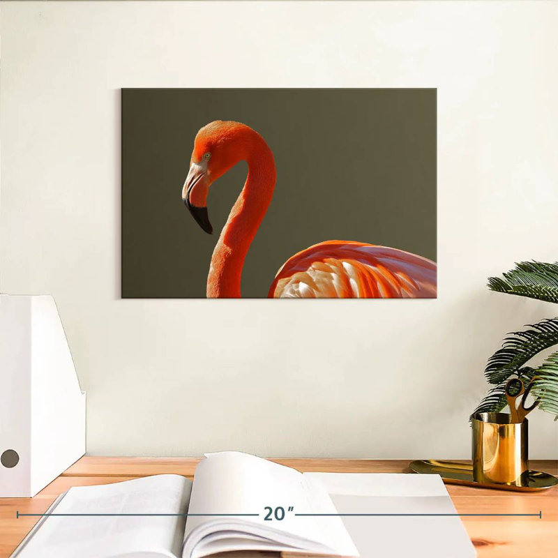 Brampt superbe flamant orange, H 8 po x l 12 po