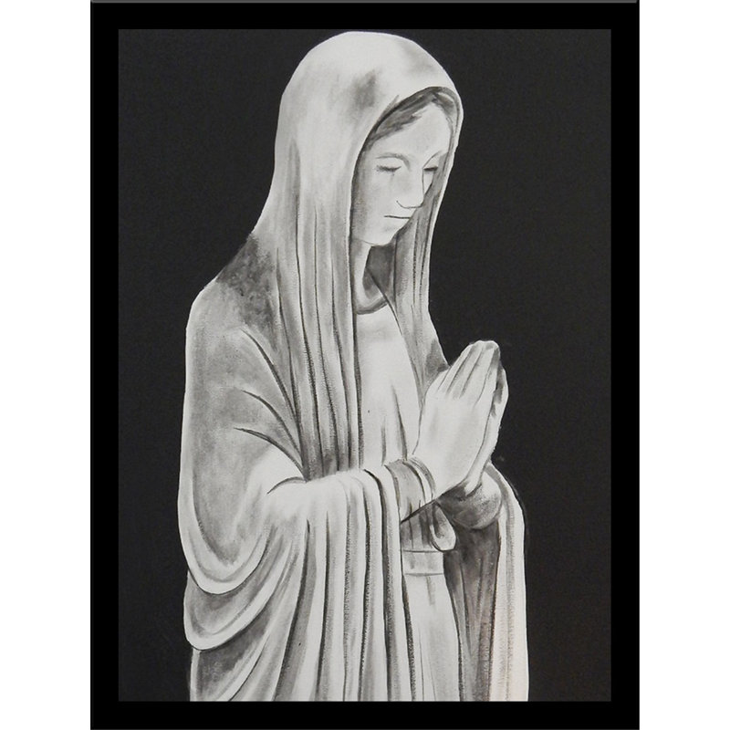 «Mother Mary», reproduction de peinture acrylique encadrée, H 10 po x l 8 po, Cadre noir, Pas de tapis