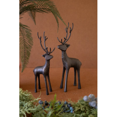  Ensemble de 2 figurines de renne en fonte élégantes 2 - H 13 po
