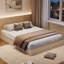 Structure de lit plateforme en bois très grand, conception moderne en bois cannelé, support robuste, sans sommier, chêne-391085282-391085287