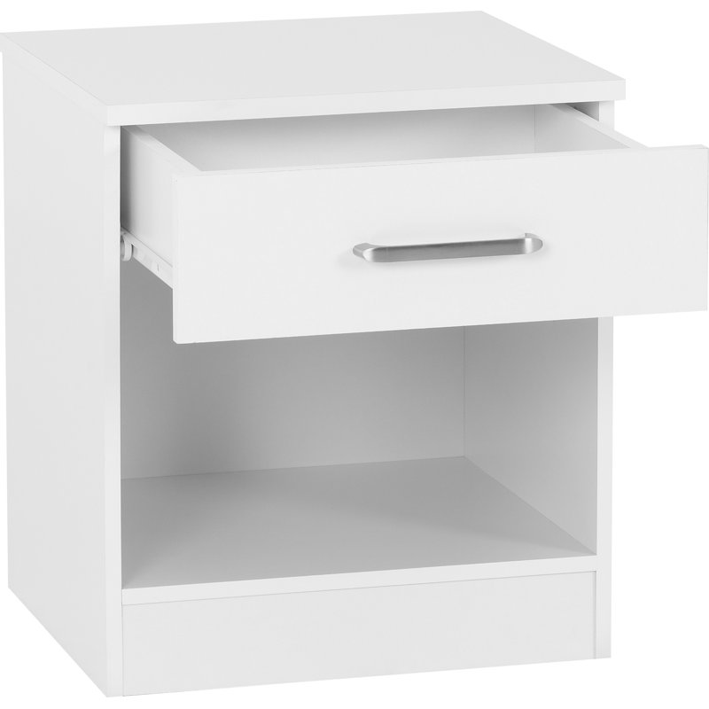 Sumrah 40cm W Particle Board / Chipboard Bedside Table, White
