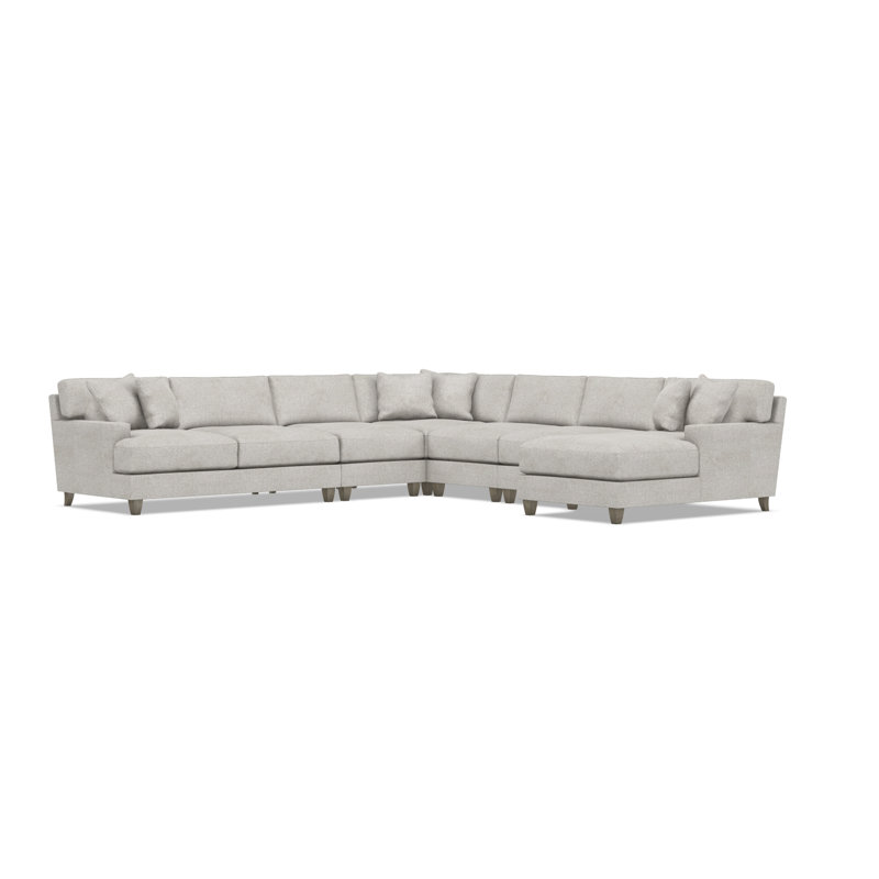 Bernhardt Mila 6-Piece Fabric Sectional, Light Gray Polyester, Right Hand Facing, 33.5" H x 137" W x 137" D