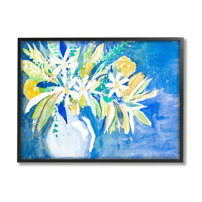 «Yellow Daisy Rose Bouquet», art abstrait sur toile surdimensionné par Krinlox