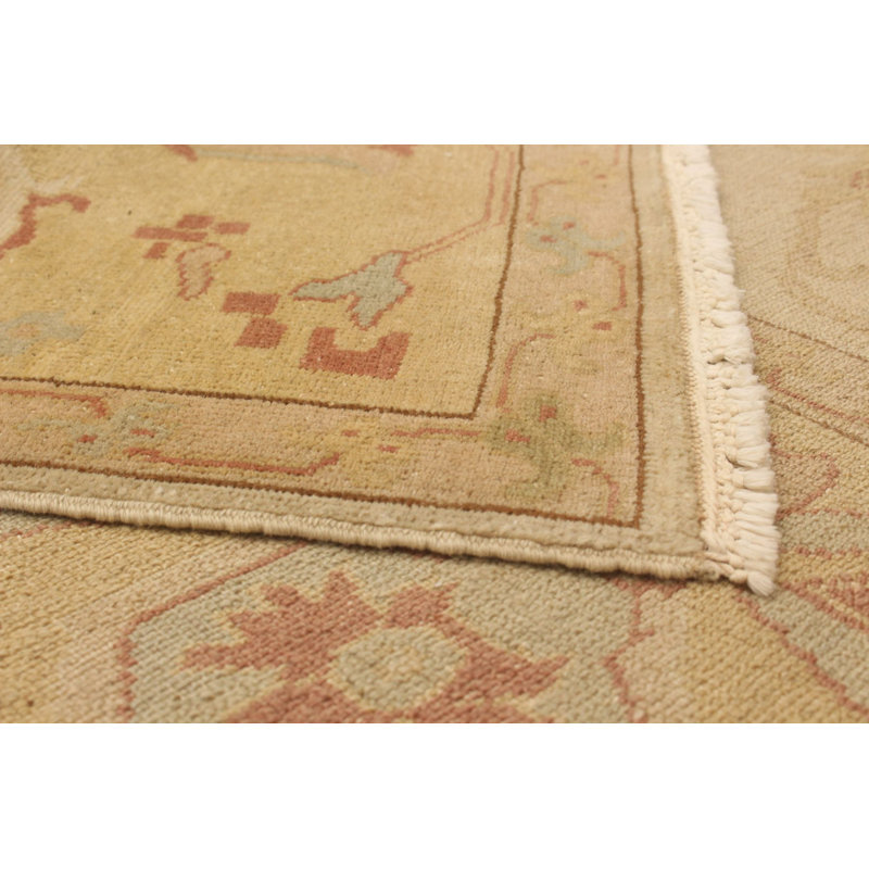 Tapis de bois one-of-kind-noué la 2010 ushak crème/vert 8 pi 4 po x 9 pi laine Hovis