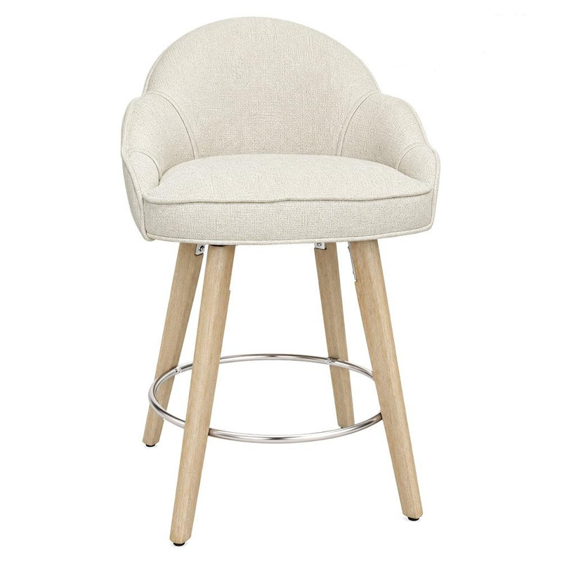 Tabouret de bar pivotant rembourré Daphne (ensemble de 2), Beige, 2