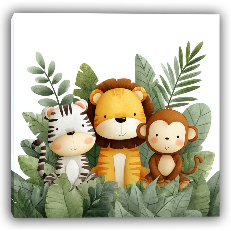 Art mural sur toile Jungle Friends II, H 24 po x l 36 po