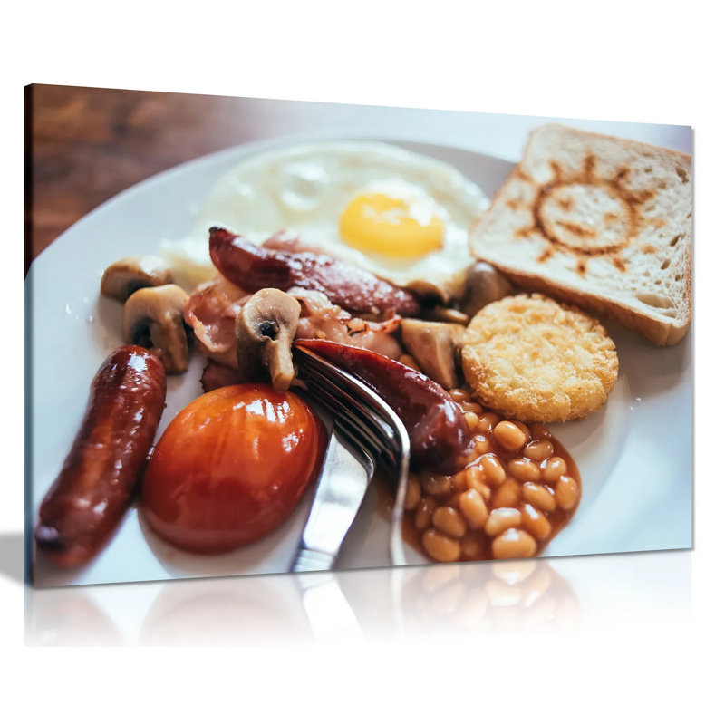 Traditional English Breakfast Cafe Restaurant Food - Wrapped Canvas Print, 31cm H x 46cm W