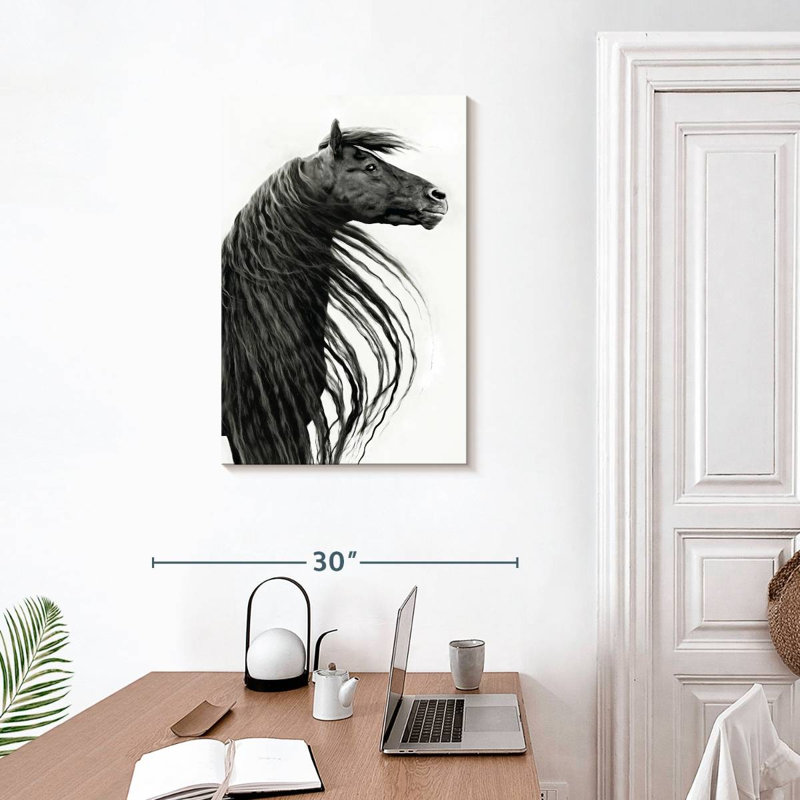 Portrait de cheval Brampt noir et blanc II, H 30 po x l 20 po