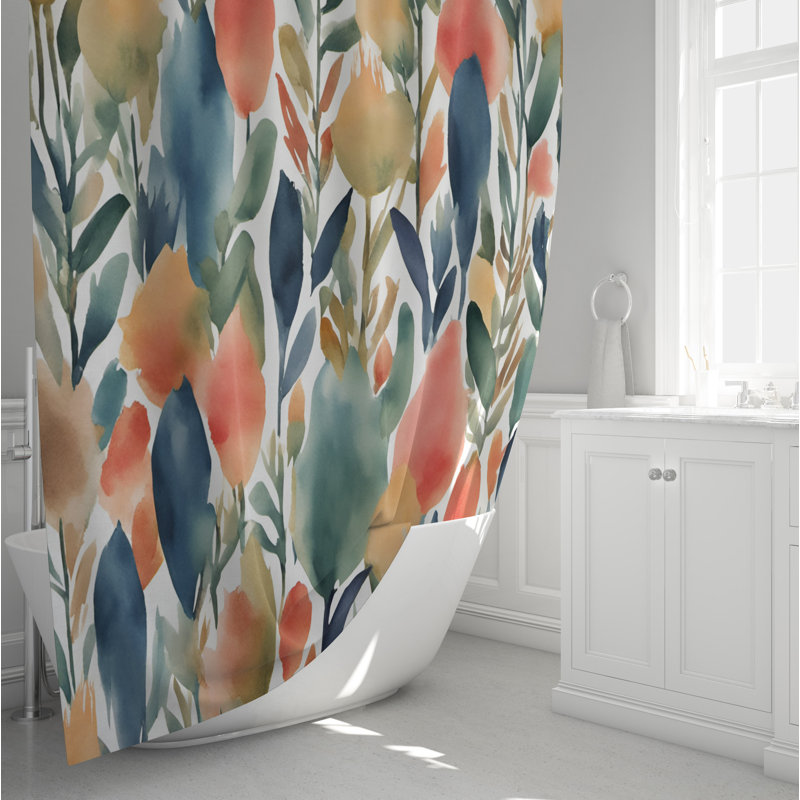 Rideau de douche Nadette, H 72 po x l 70 po, Vert / Orange, Abstrait