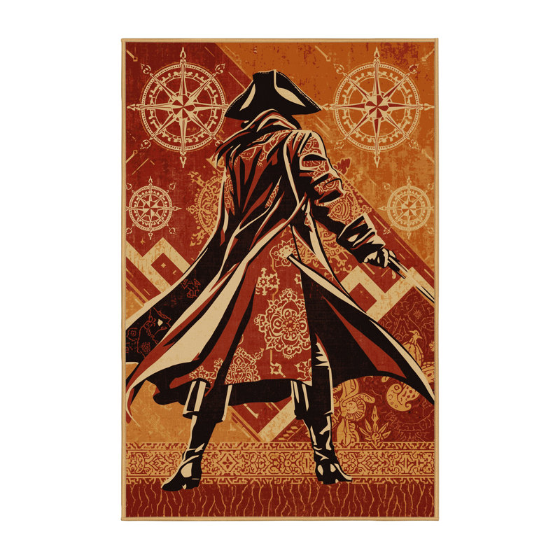 Soft Plush Dunmire Buccaneer Raider Classic Oriental Area Rug in Brown – LightBrown Binding, 7x9