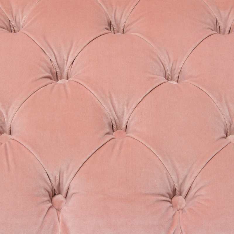 Luxe Accent Chair In Blush Pink Tufted Velvet Fabric With Polished Gold Stainless Steel Frame, Blush Pink, Gold