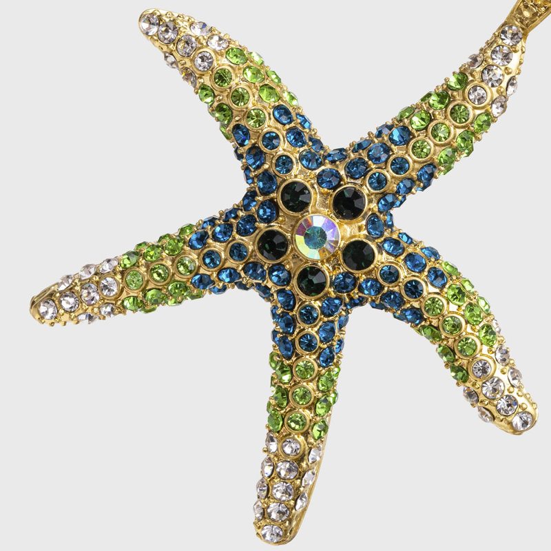 Starfish 2.5'' Animals Hanging Figurine Ornament, Green;Blue