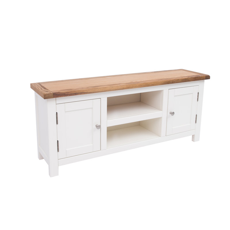Abiorn TV Stand for TVs up to 55", White/Brown/Silver