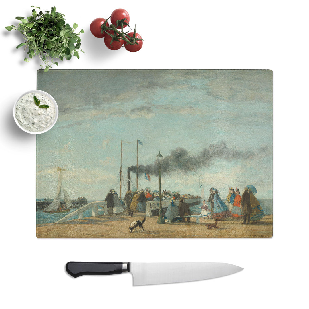 Jetty and Wharf at Trouville by Eugene Boudin Chopping Board
