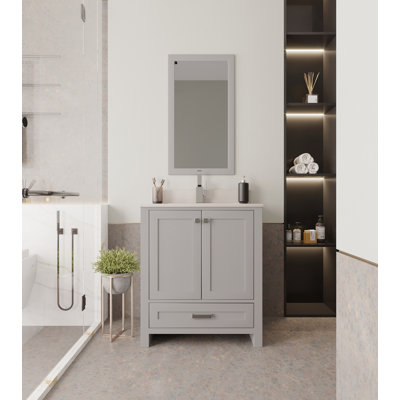 Meuble-lavabo simple 29,5 po avec miroir Chelseamarie