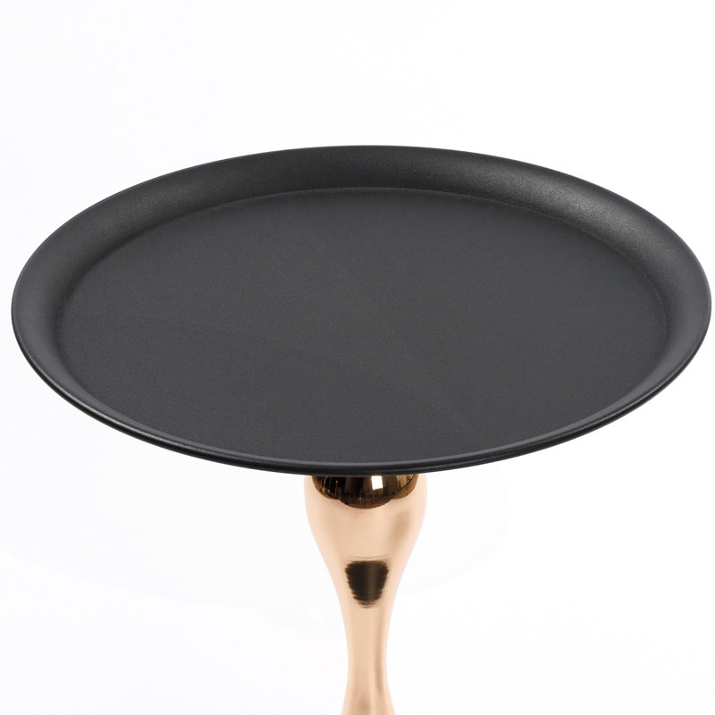 Table de bout, table d'appoint ronde, table à piédestal moderne en métal, Noir mat