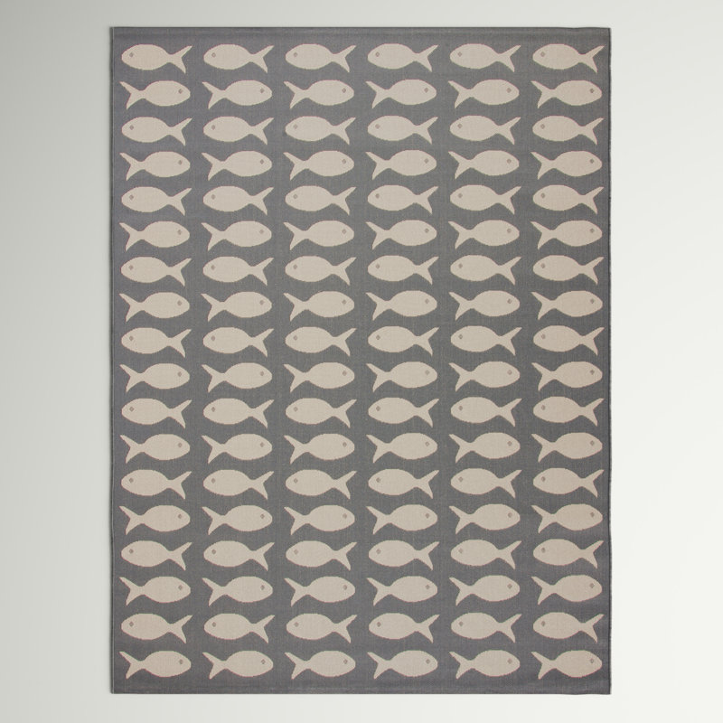 Annika Grey/Beige Indoor/Outdoor Area Rug, Rectangle 5'3" x 7'7"