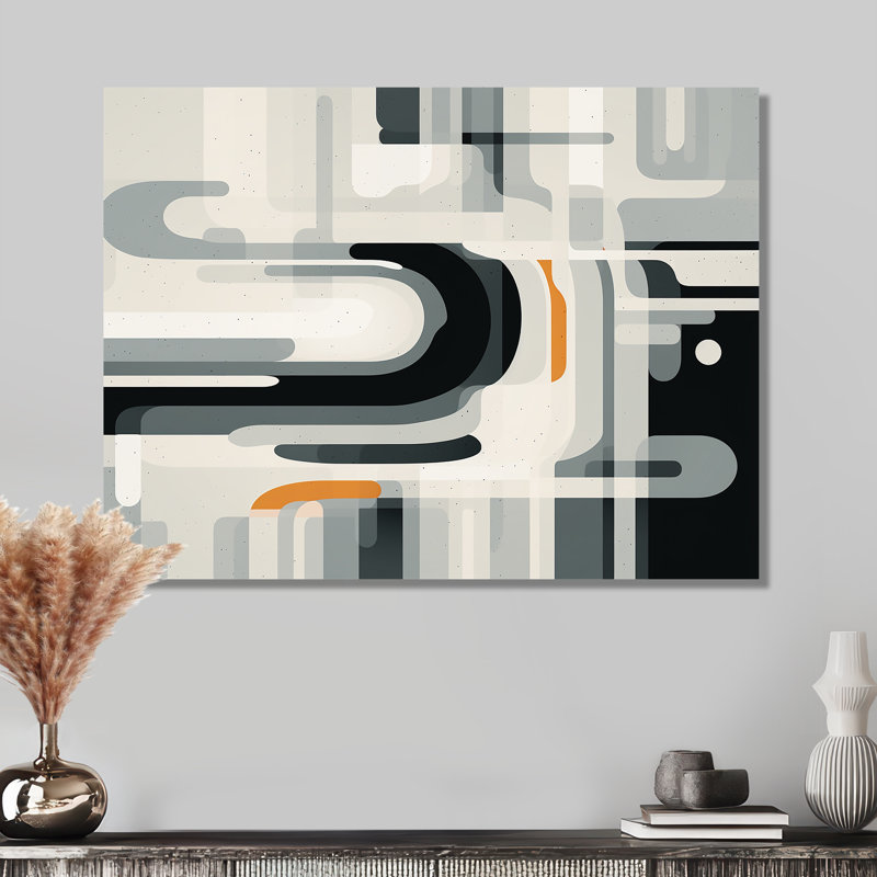 Mind Map A Touch Of Orange - Minimalisme, art mural, H 34 po x l 44 po, Métal métal