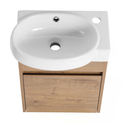 Meuble-lavabo à fermeture en douceur avec lavabo, 16 pouces pour petite salle de bain