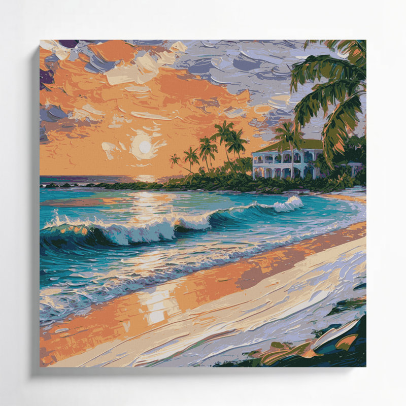 Art mural sur toile Beige, villes, Bahamas, H 12 po x l 12 po