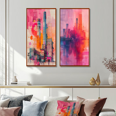Rose orange électrique Dreams Power Plant I - Power Plants Wall Art 2 pièces