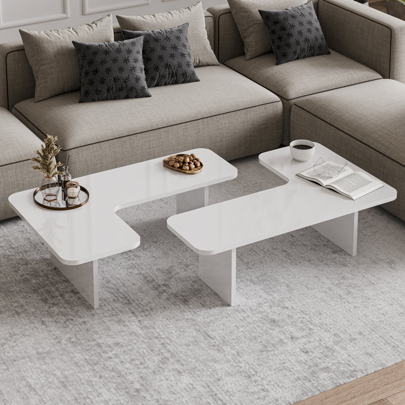 Toro 2 Pieces of Coffee Table, White