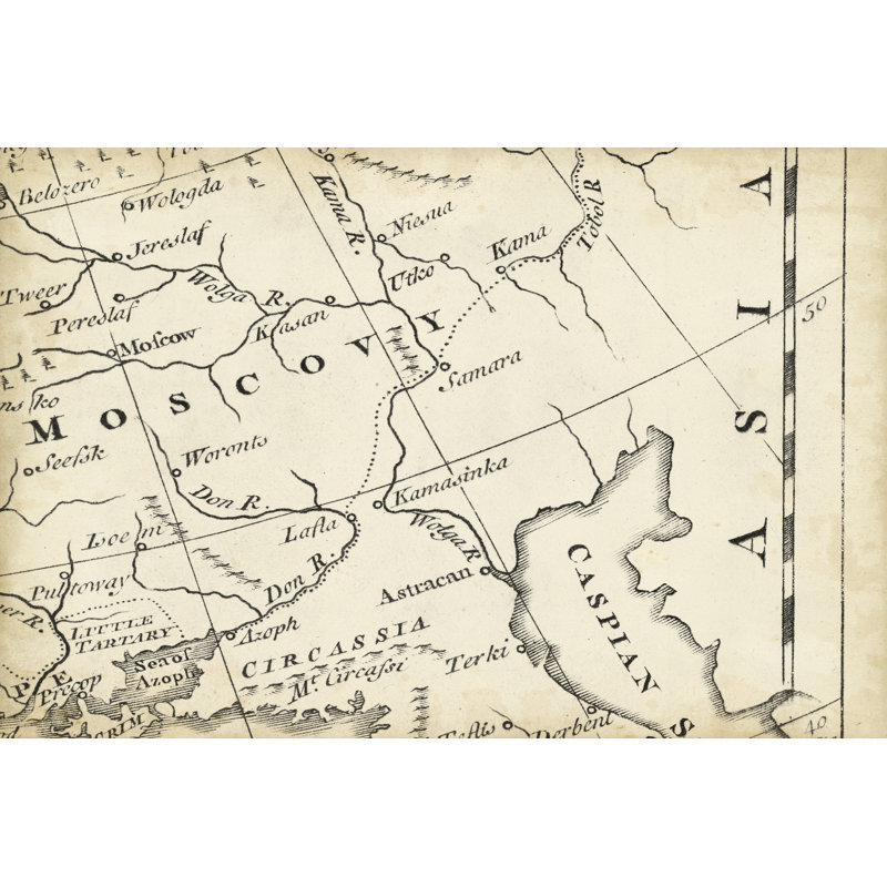 Map Of Europe Grid VI - Wrapped Canvas Print, 30cm H x 46cm W x 3.8cm D