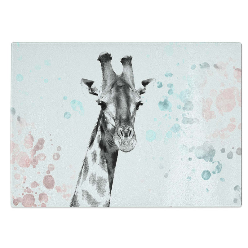 Glass Giraffe With Paint Splashes in Abstract Chopping Board, 39 cm W x 28.5 cm L