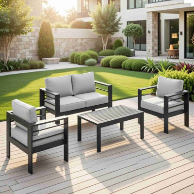 Ensemble de meubles de patio en métal 4 pièces toutes saisons