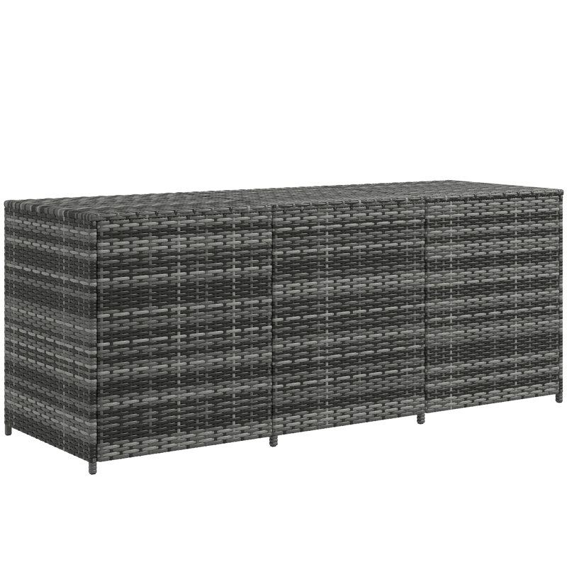 PE Rattan Wicker Deck Box, Gray