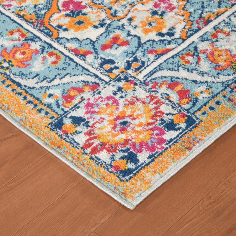 Tapis oriental gris / bleu Honig, Rond 6 pi 7 po
