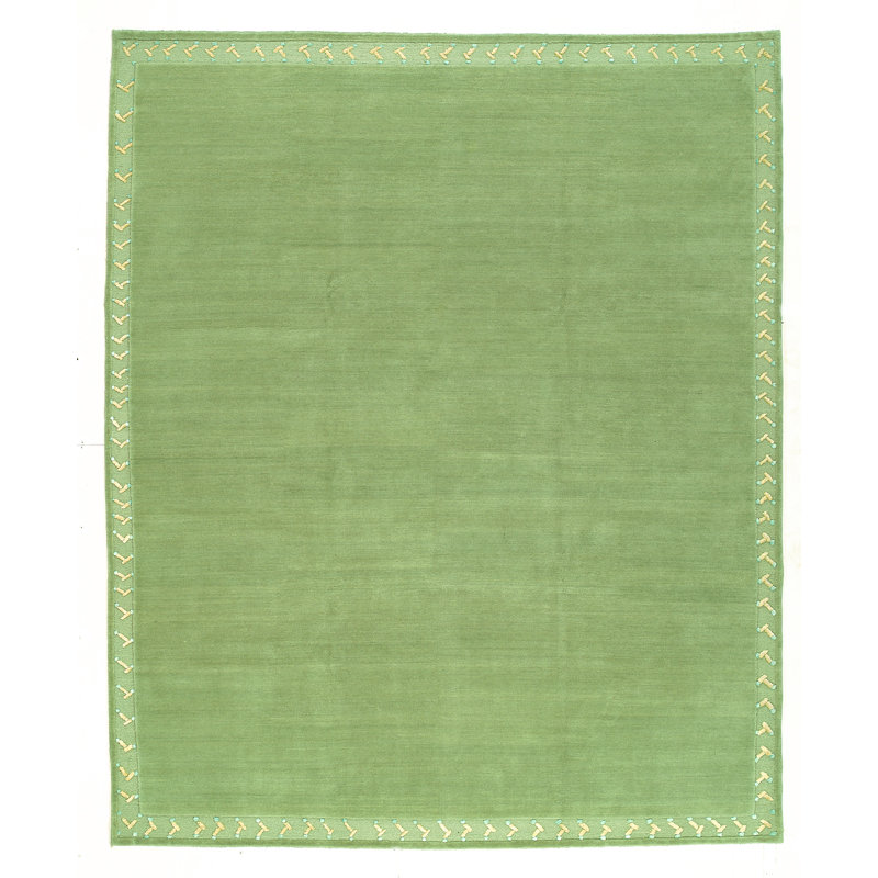 Doodles Wool Oriental Area Rug in Green, Rectangle 6' x 9'