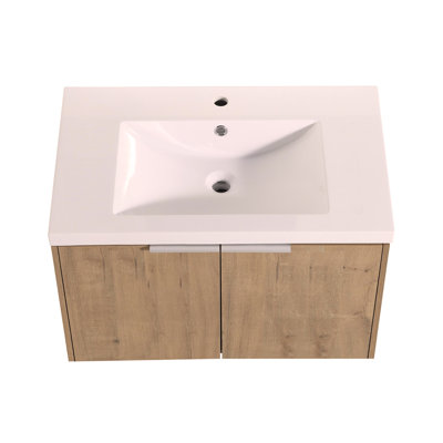 Meuble-lavabo mural 42 po avec lavabo et armoire latérale, portes