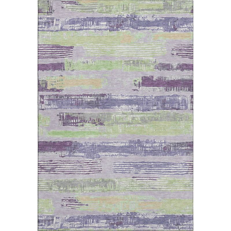 Premium Machine Washable Slesnick AMF1665 Stripes Rug, Rectangle 10' x 14'