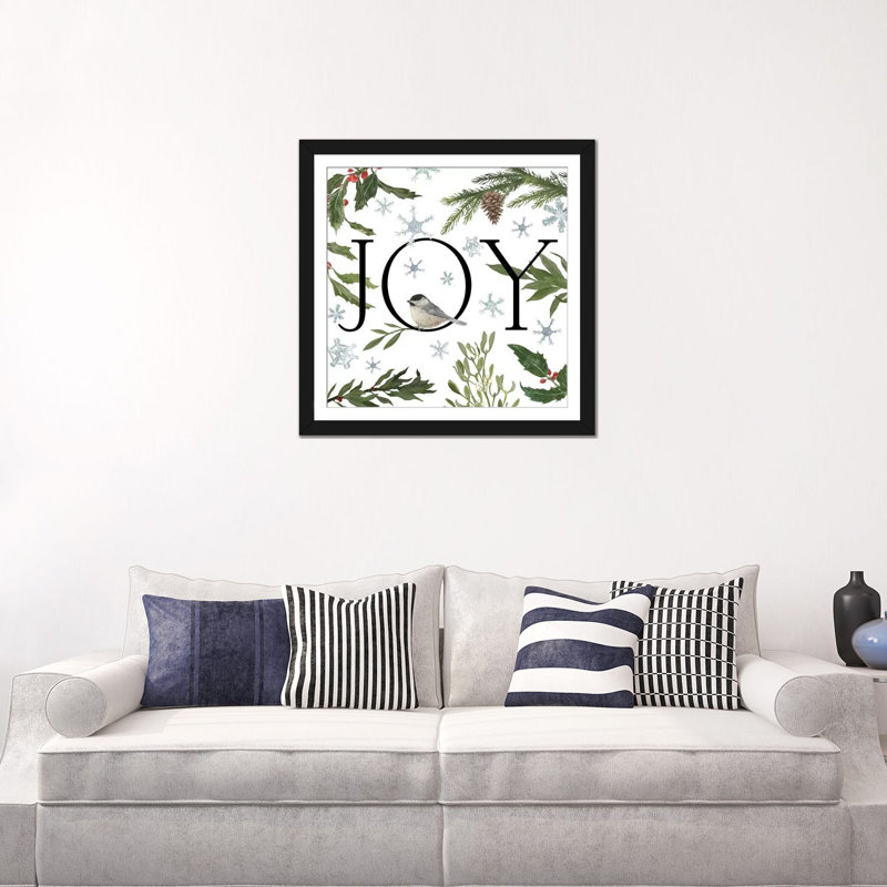 « paix et joie », impression sur toile tendue, H 24 po x l 24 po x P 1 po, Papier d'art encadré noir, Blanc