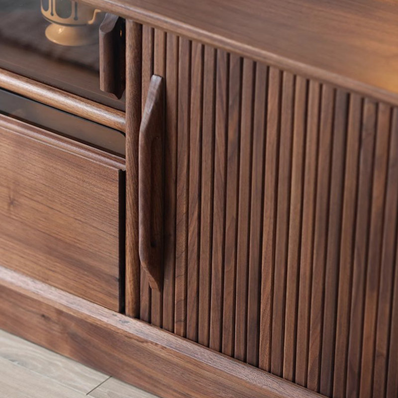 Black walnut solid wood TV cabinet