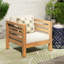 Fauteuil club beige - Bois et coussins imperméables confortables pour l'extérieur