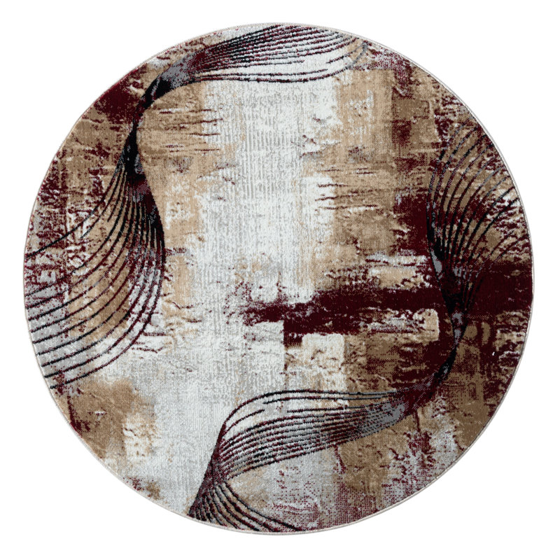 Tapis à motif abstrait, Rond 5 pi 3 po