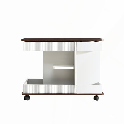 Table de bout réglable avec roulettes, table d'appoint moderne multifonctionnelle avec plateau relevable, plateau tournant à 360 ° et espace de rangement pour le salon, petit espace