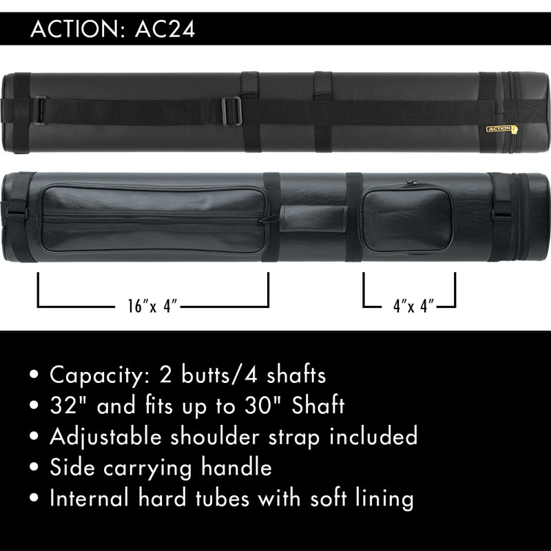 2x4 Oval Hard Pool Cue Case, Black